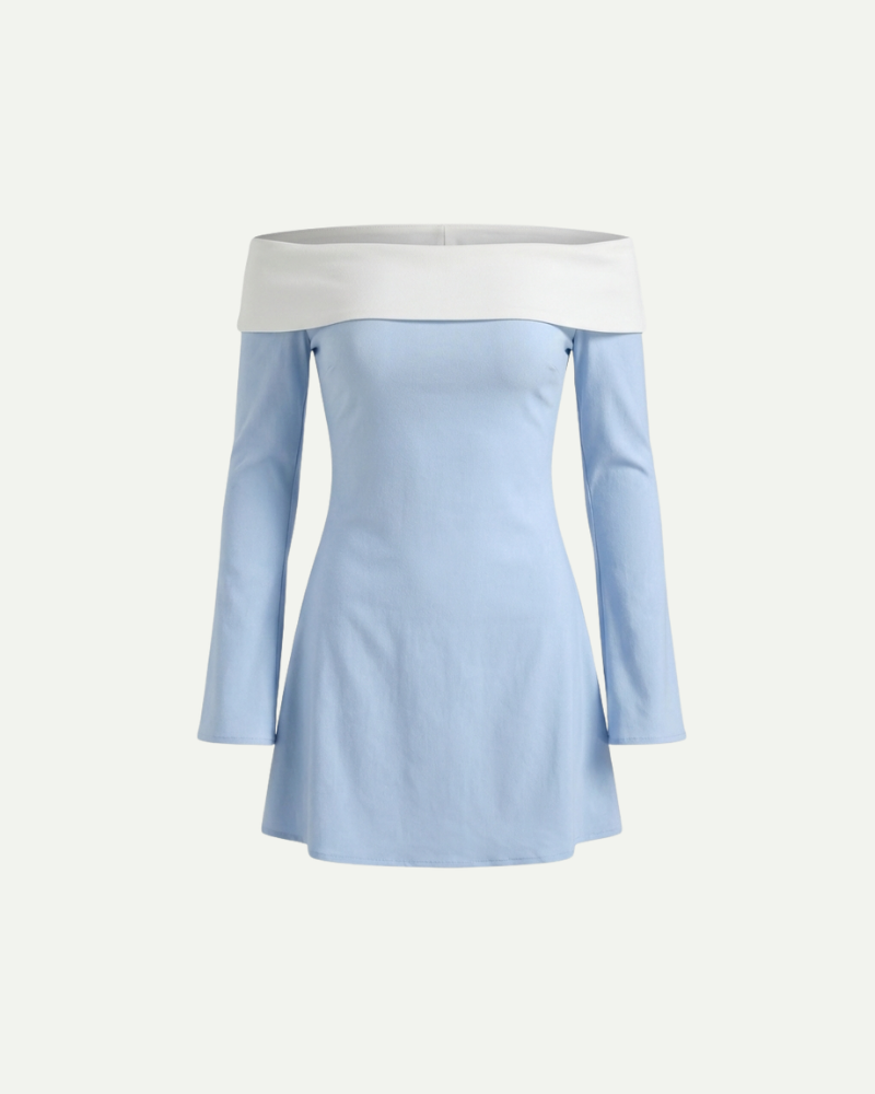 Isaline | Off-Shoulder Contrast Mini Dress