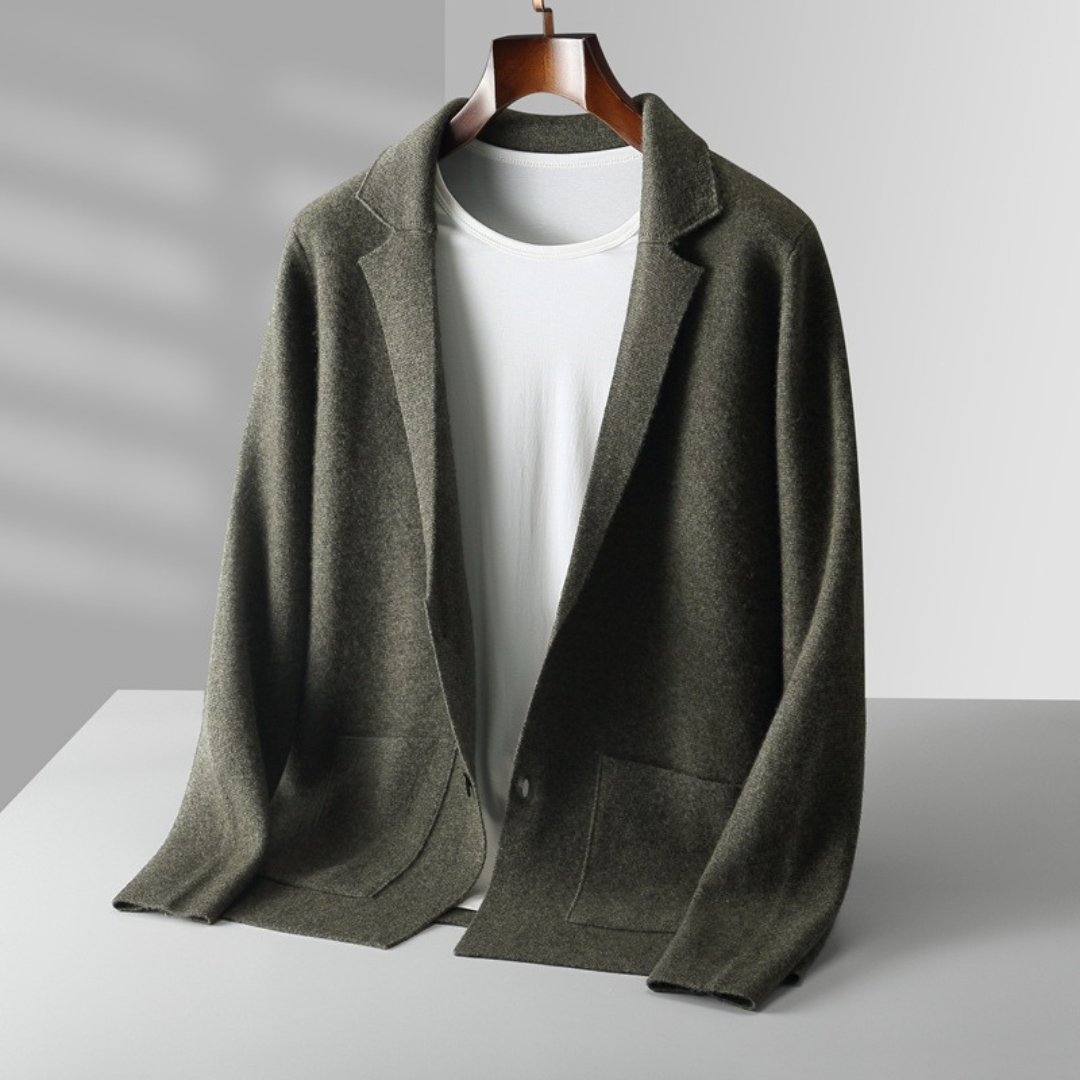 Men's 100% cashmere blazer cardigan — studio view 4, Aveloire