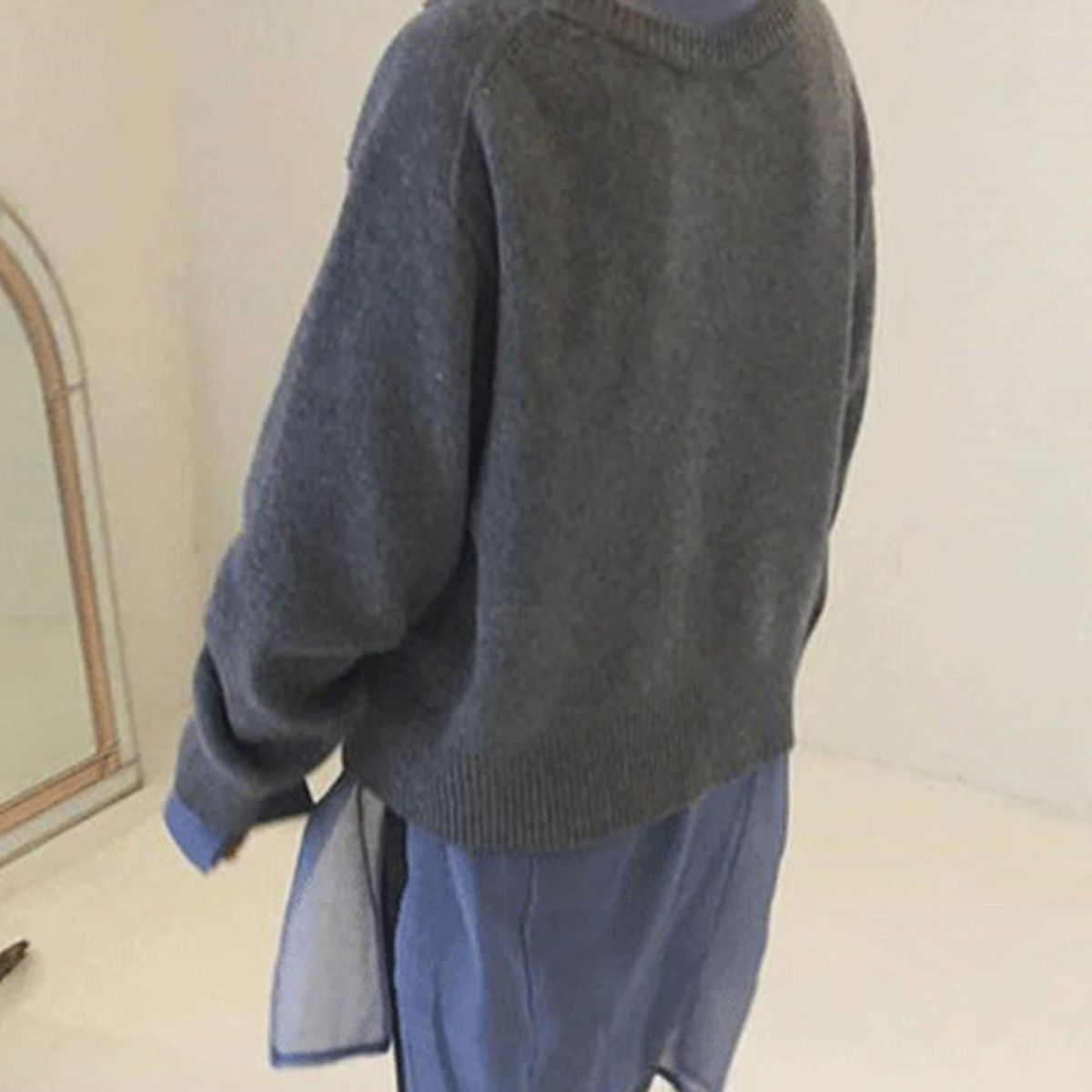 Women's asymmetric button knit cardigan — studio view 7, Aveloire