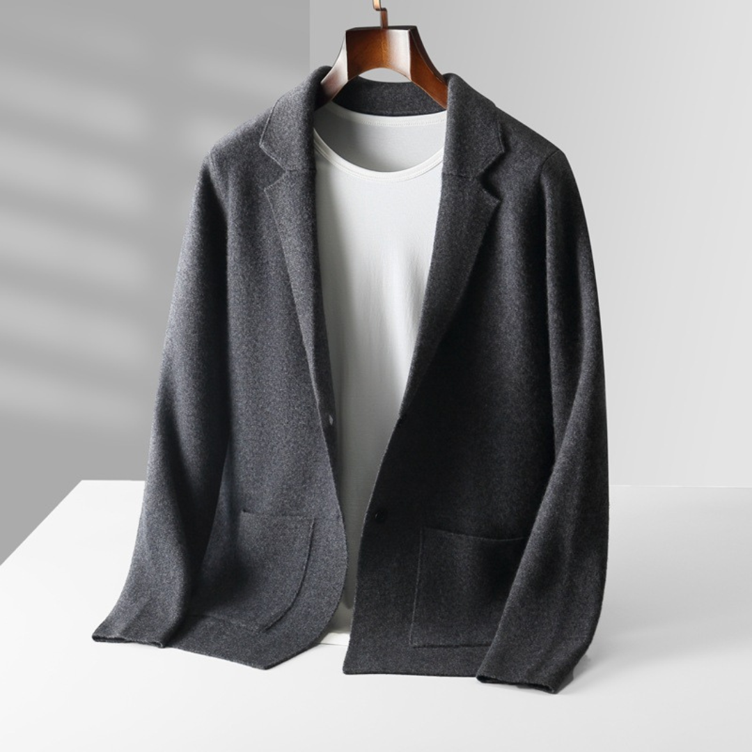Men's 100% cashmere blazer cardigan — studio view 7, Aveloire