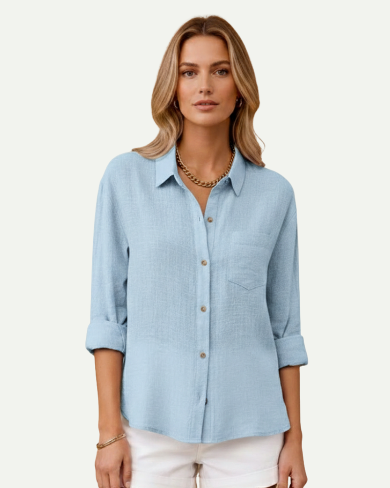 Camille | Cotton Blend Button-Up Shirt