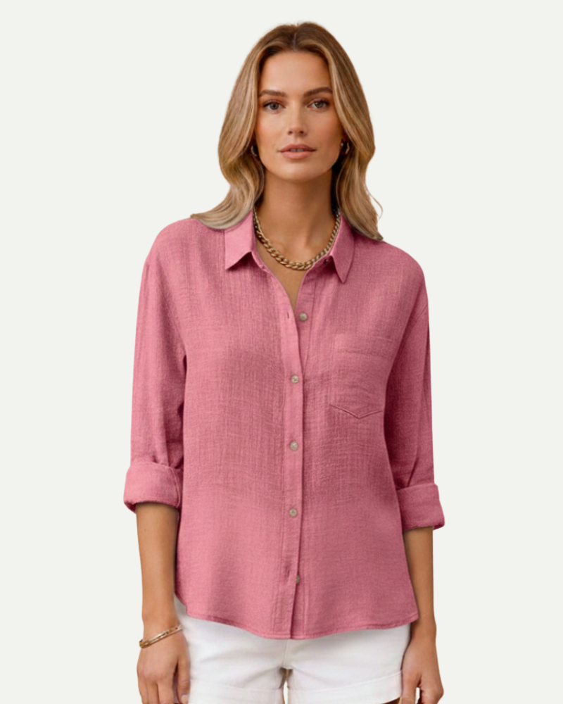 Camille | Cotton Blend Button-Up Shirt