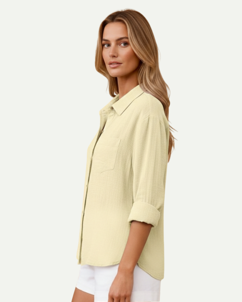 Camille | Cotton Blend Button-Up Shirt