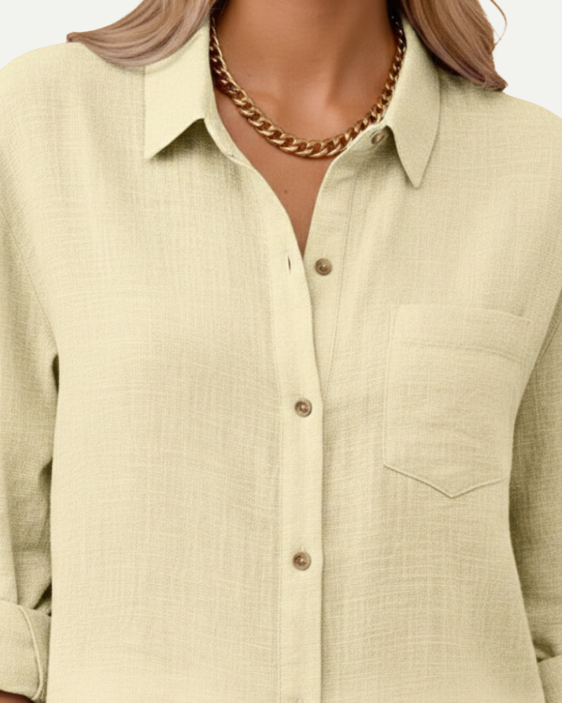 Camille | Cotton Blend Button-Up Shirt
