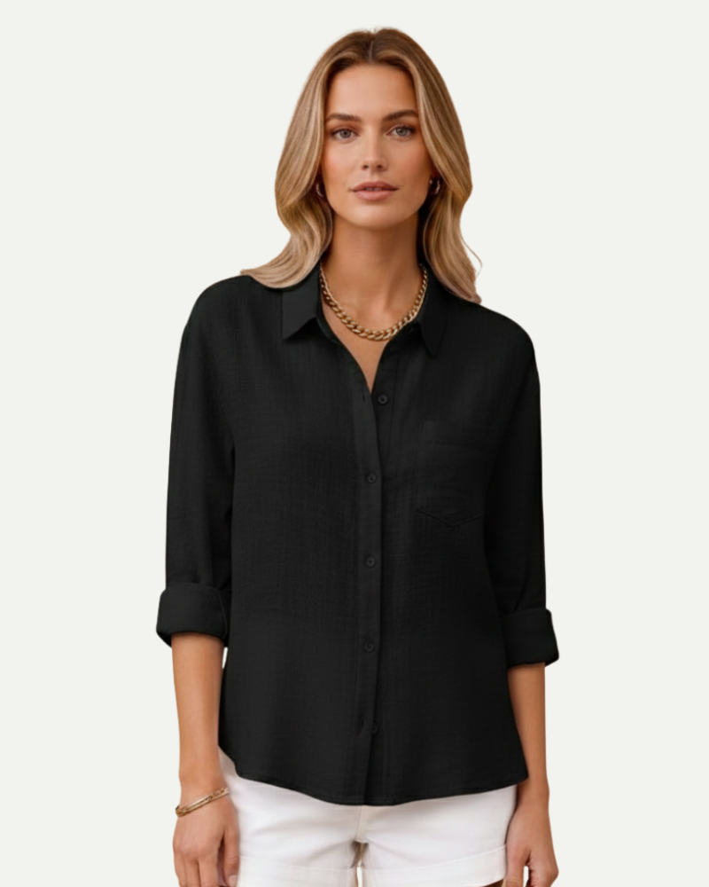 Camille | Cotton Blend Button-Up Shirt