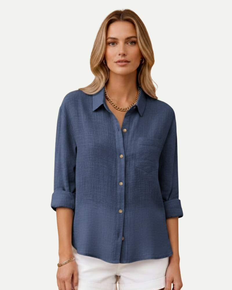 Camille | Cotton Blend Button-Up Shirt