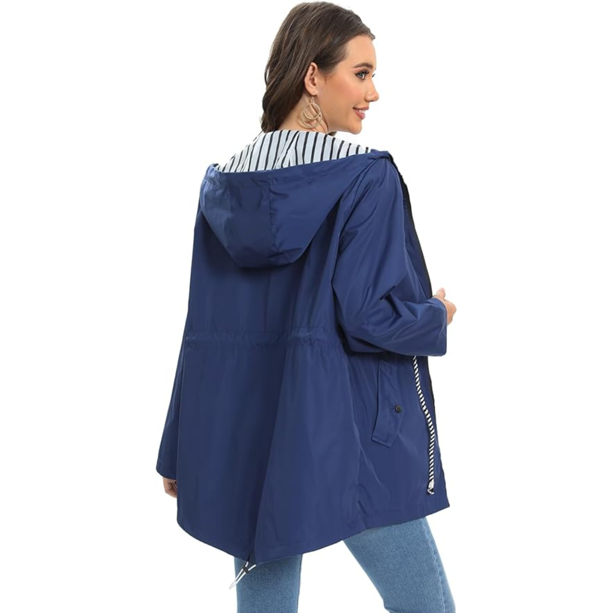 Women's hooded waterproof rain jacket — studio view 9, Aveloire
