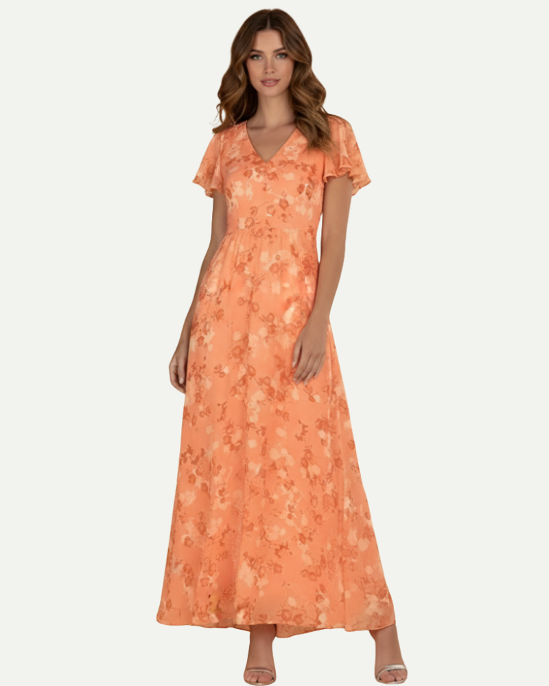 Isaline | Floral Maxi Dress with Ruffle Sleeve Detail