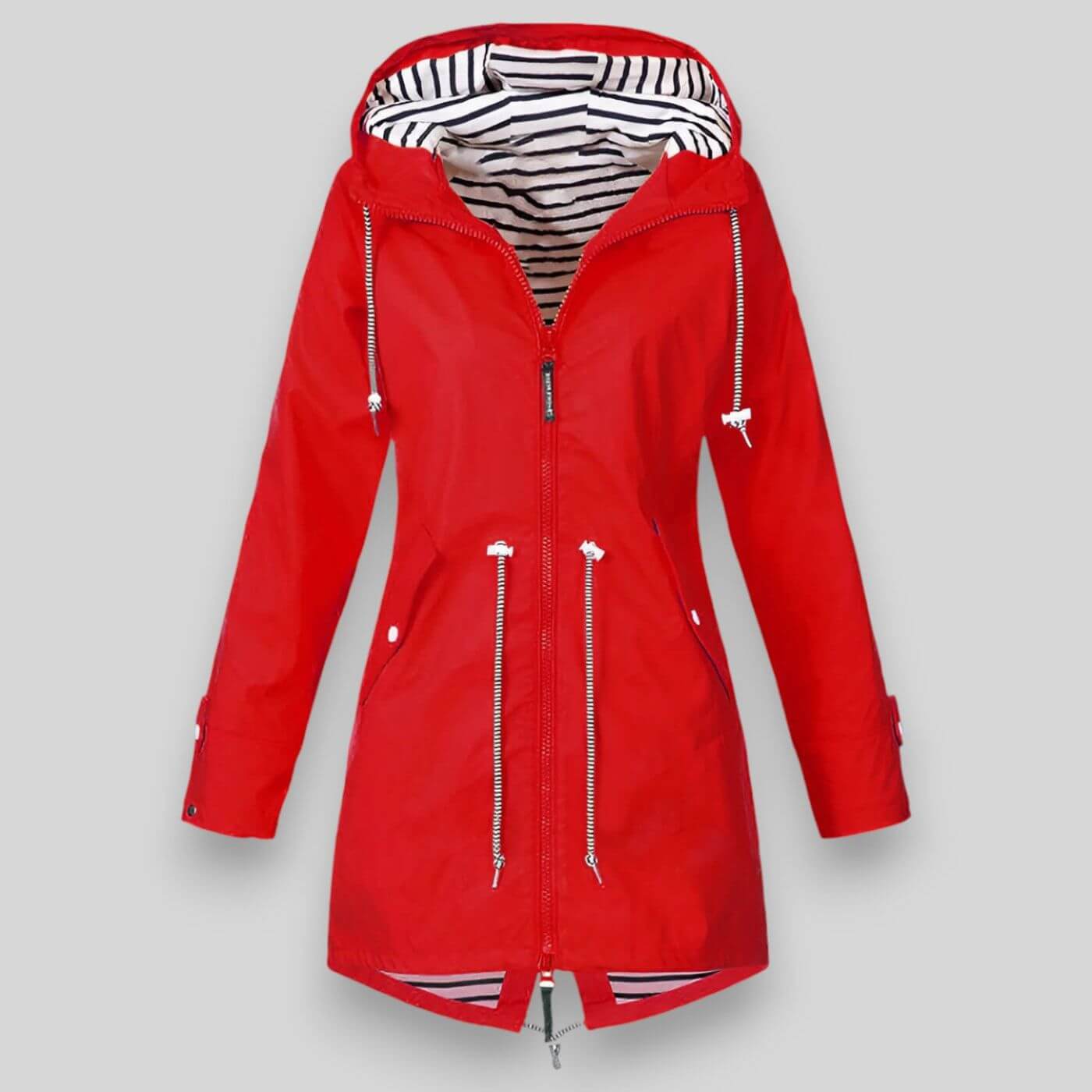 Women's hooded waterproof rain jacket — studio view 3, Aveloire