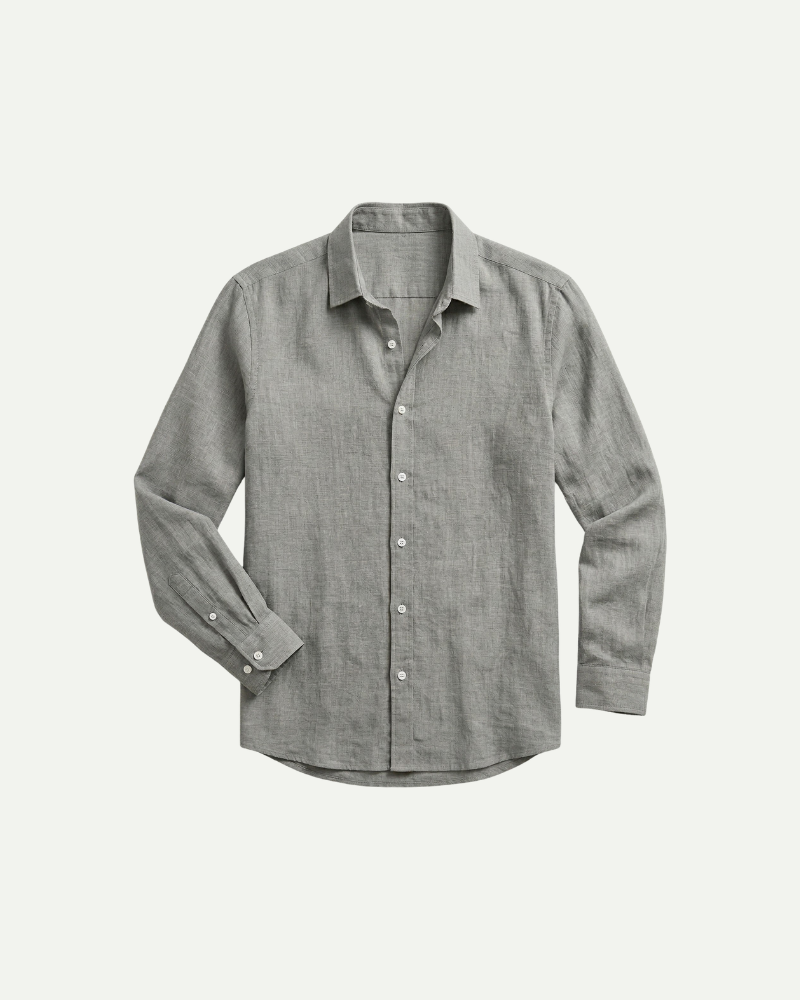 Gray long sleeve button up shirt men relaxed fit cotton blend lightweight casual shirt