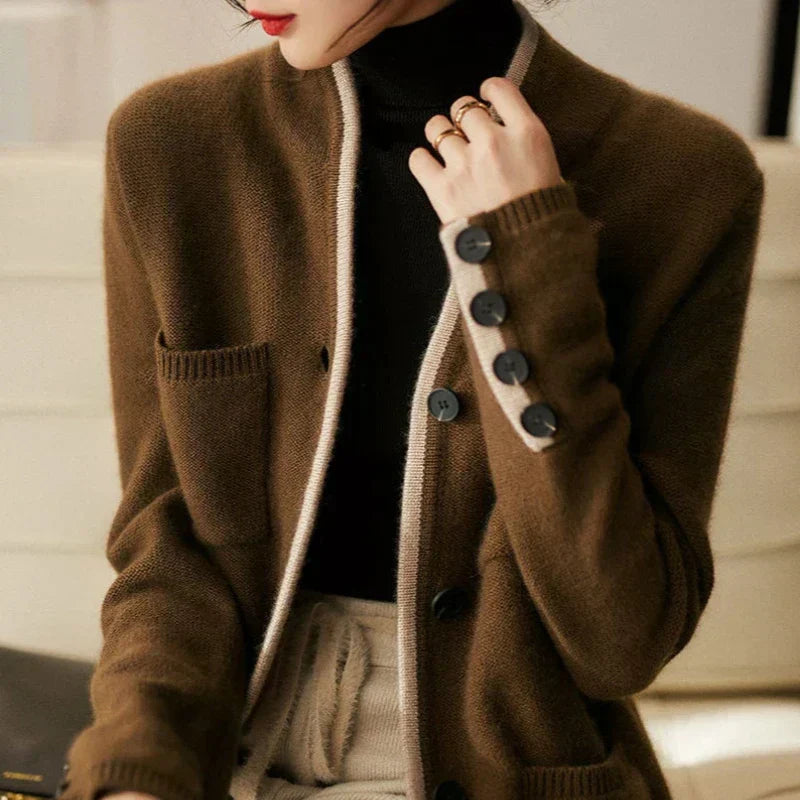 Women's v-neck cashmere cardigan — old money style, Aveloire