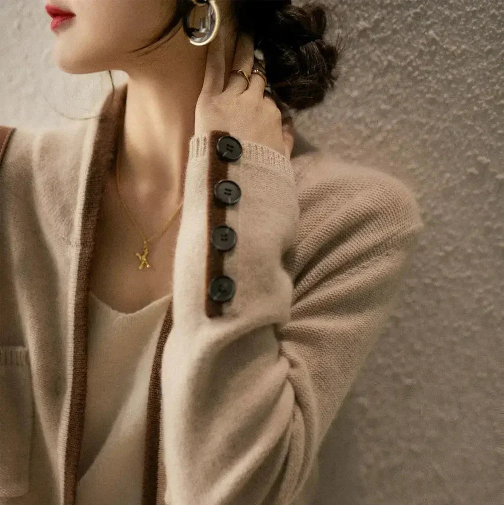 Women's v-neck cashmere cardigan — studio view 13, Aveloire