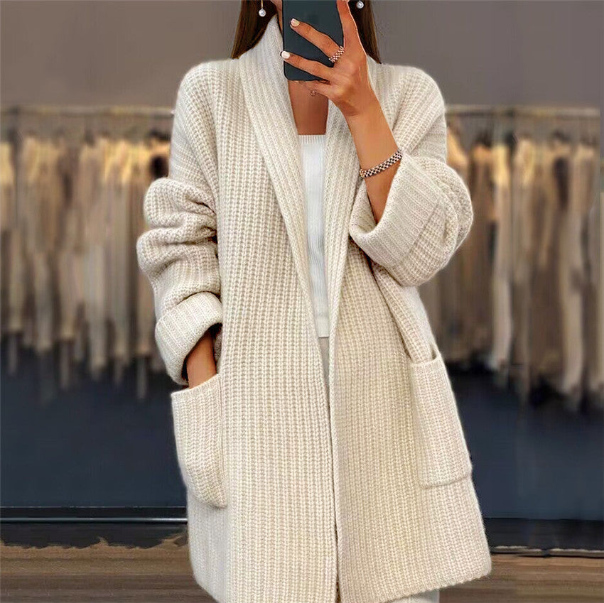 Women's open front pocket cardigan — old money style, Aveloire