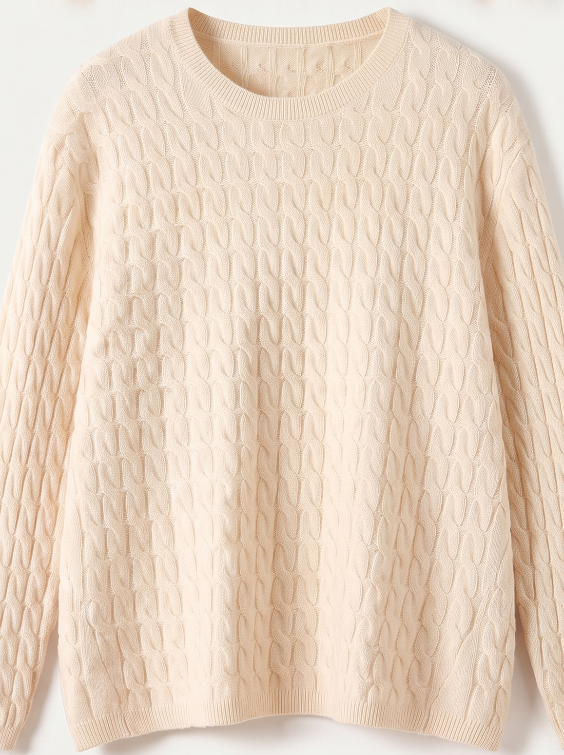 Cream oversized cable-knit jumper flat lay product photo — Ariana by Aveloire