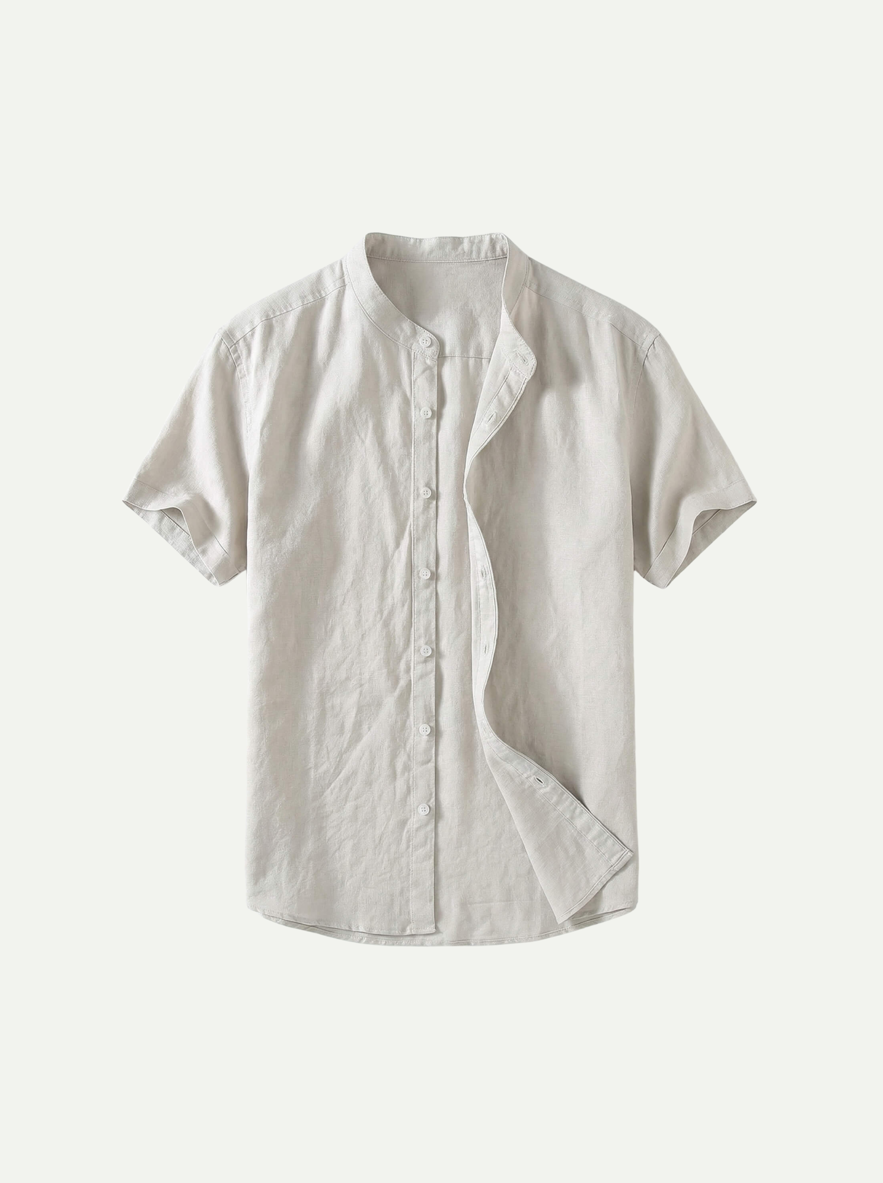 Riviera | Band Collar Linen Shirt