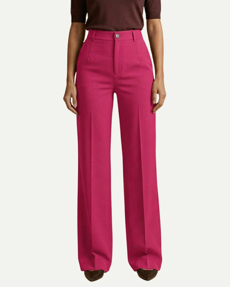 Women's High Waisted Dress Trousers in Pink – Wide Leg, Formal Silhouette | Aveloire
