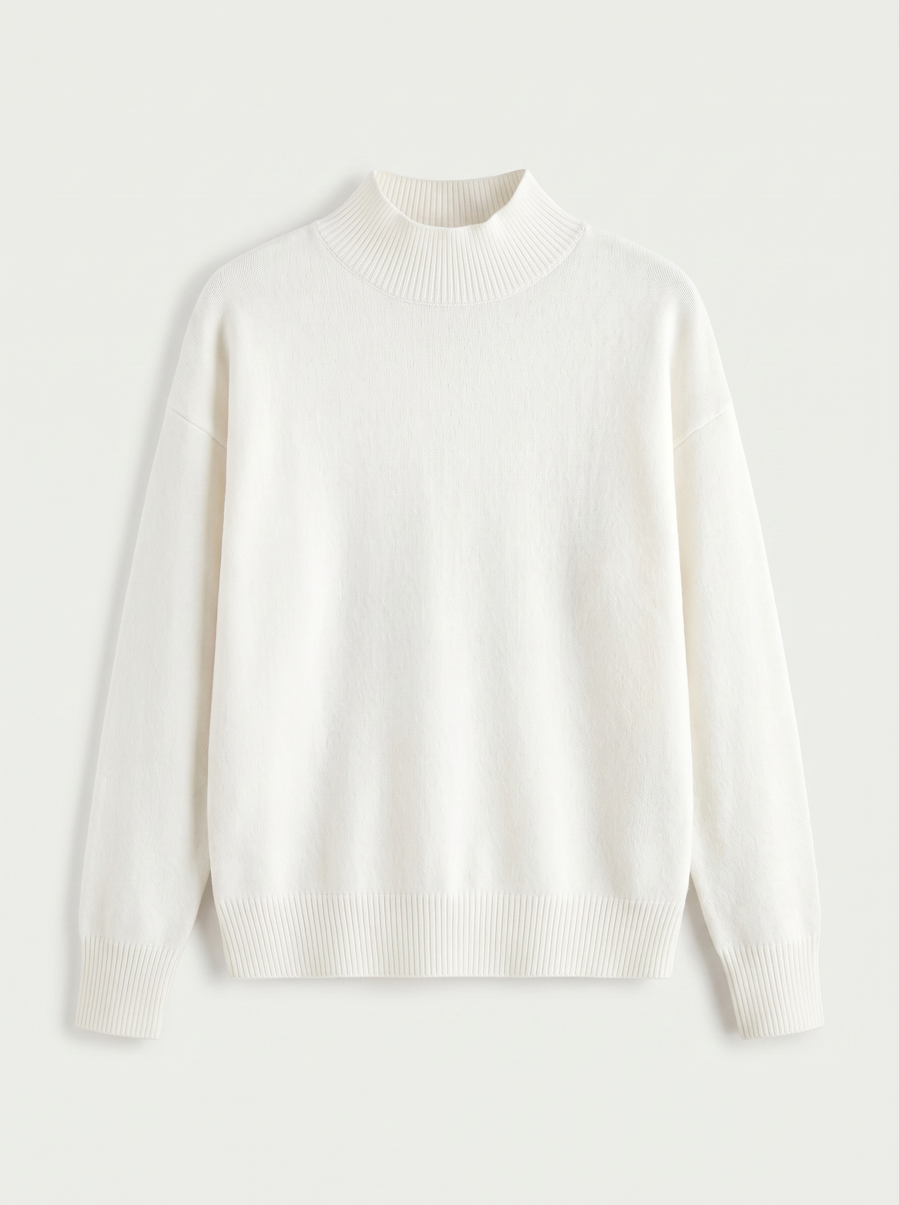 Ivory mock-neck knit jumper flat lay product photo — Aubree by Aveloire