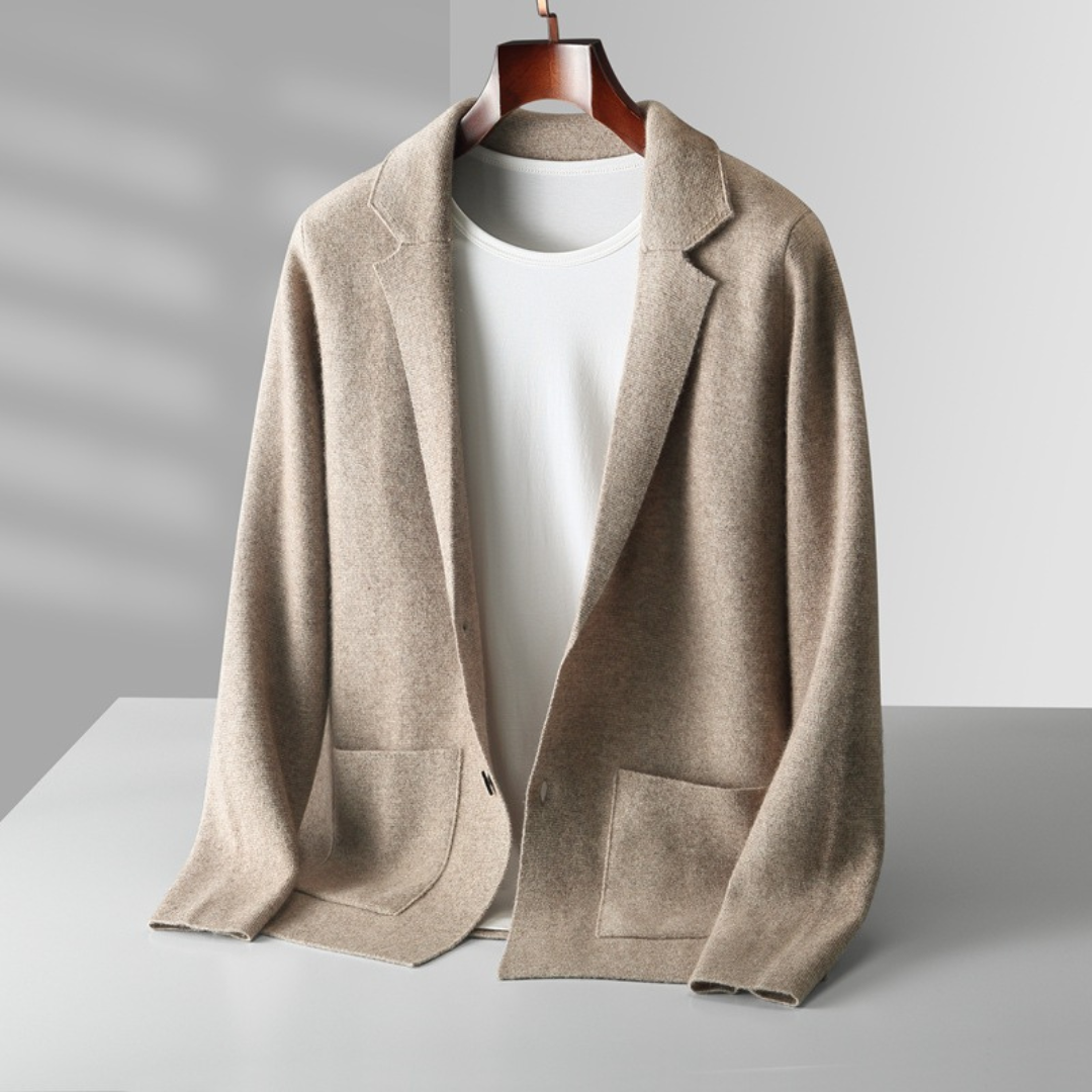 Men's 100% cashmere blazer cardigan — studio view 3, Aveloire