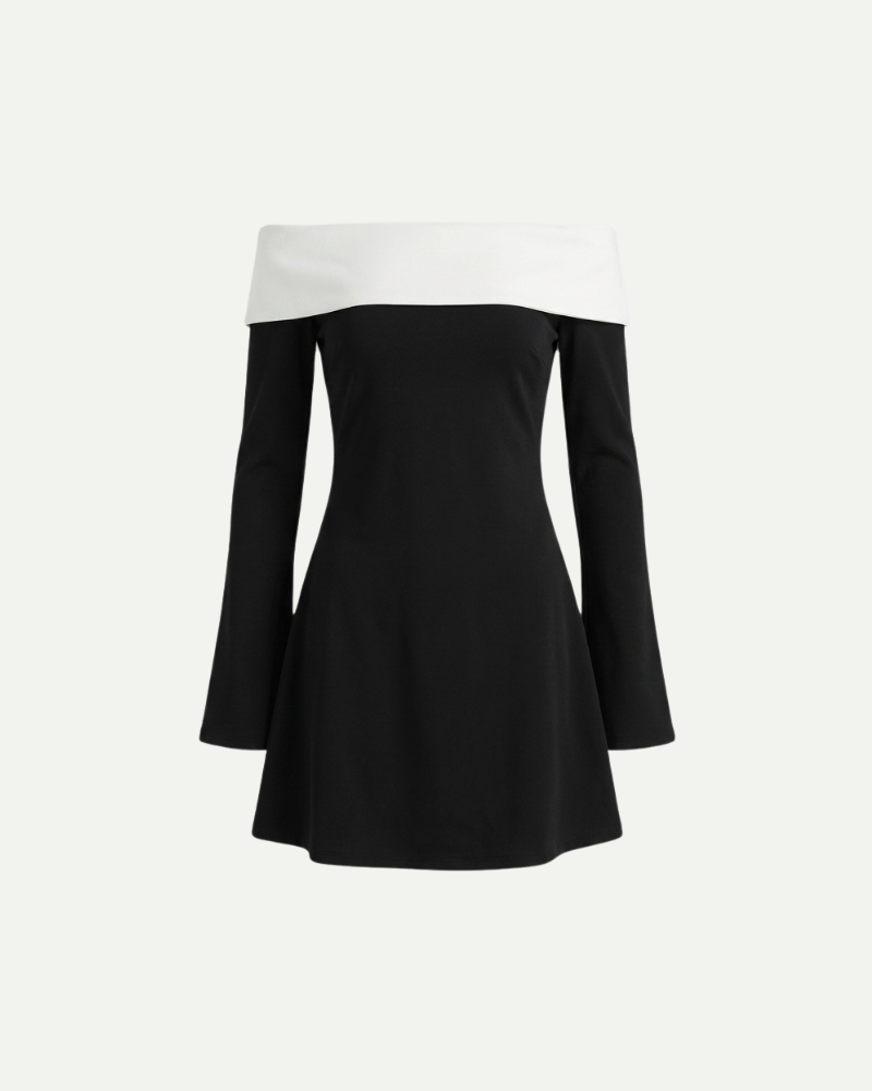 Isaline | Off-Shoulder Contrast Mini Dress