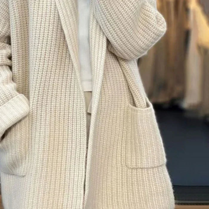 Women's open front pocket cardigan — studio view 3, Aveloire