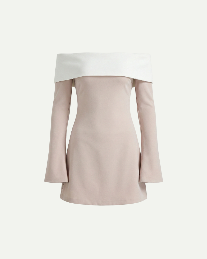 Isaline | Off-Shoulder Contrast Mini Dress