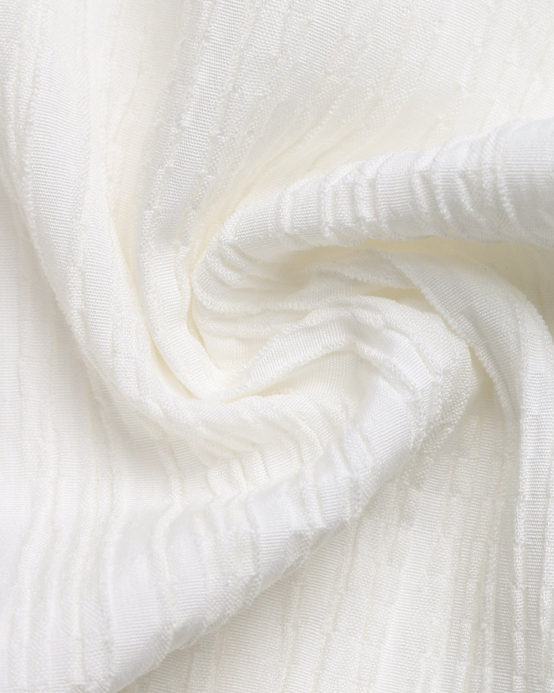 white wide leg trousers high waist drawstring fabric texture close up
