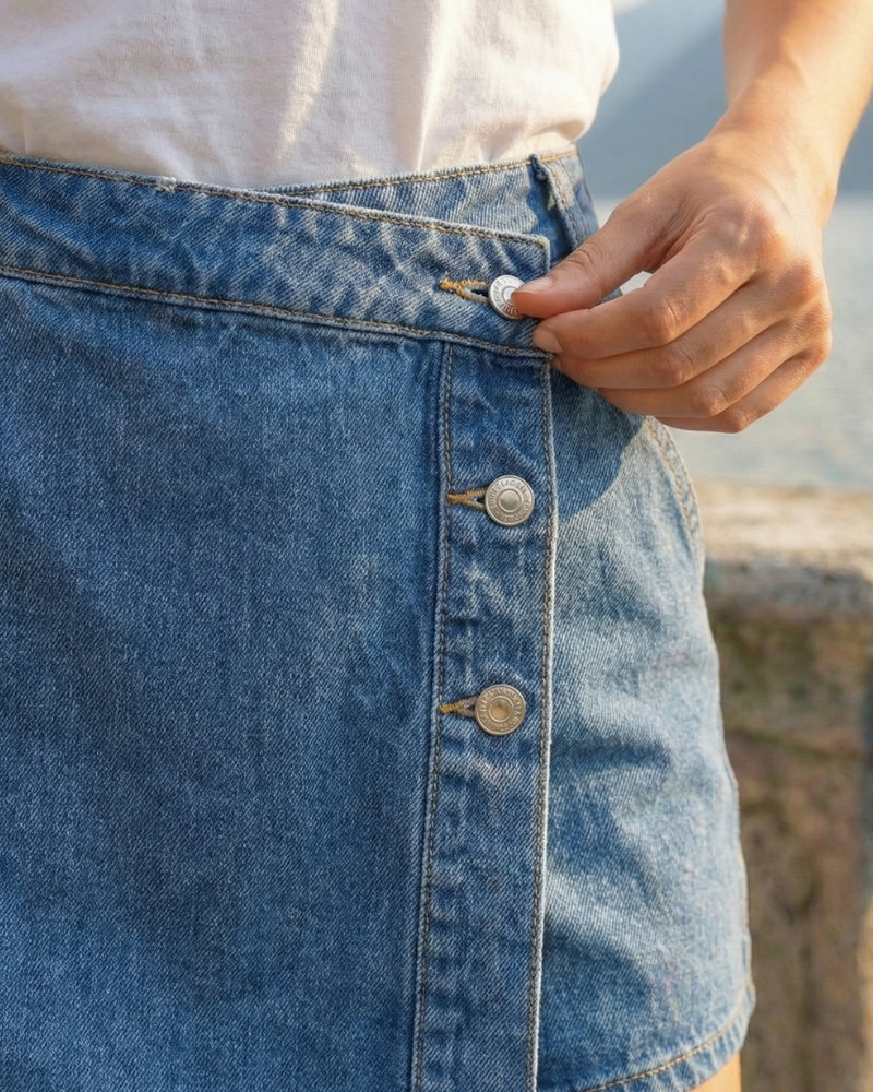 Camille | Button-Front Denim Skort