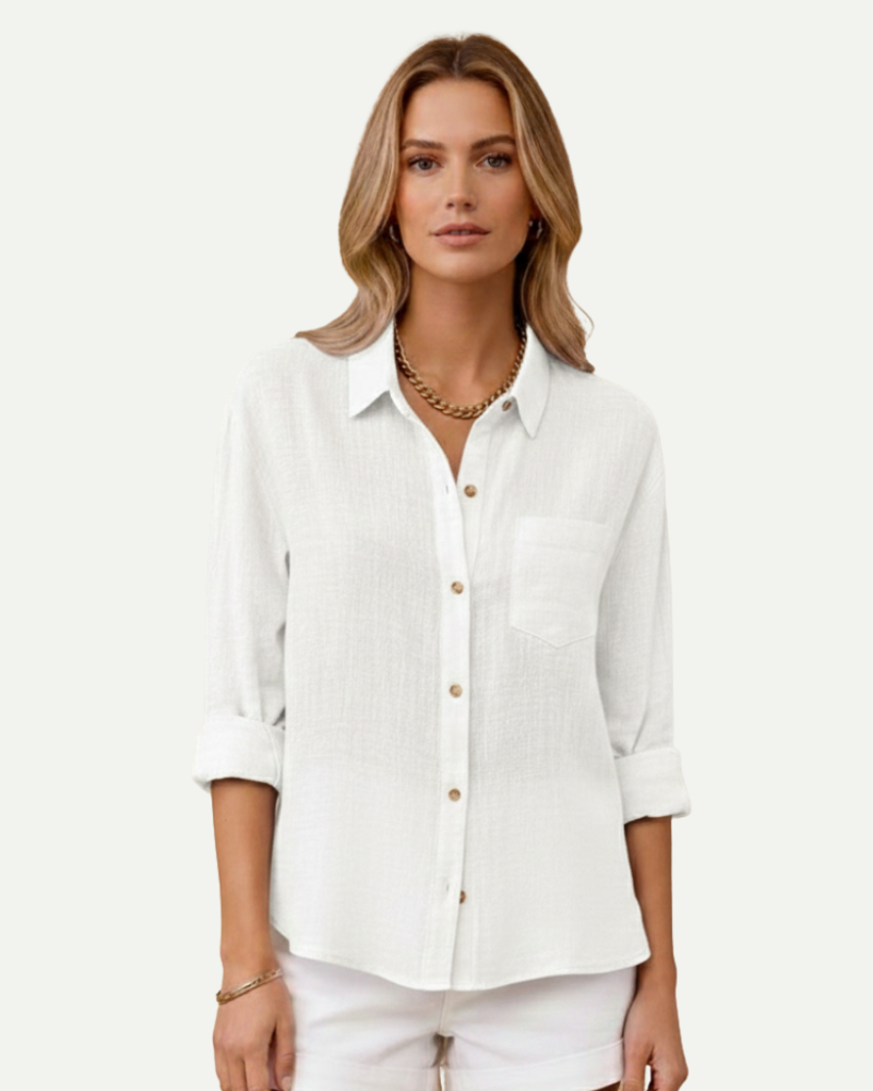 Camille | Cotton Blend Button-Up Shirt