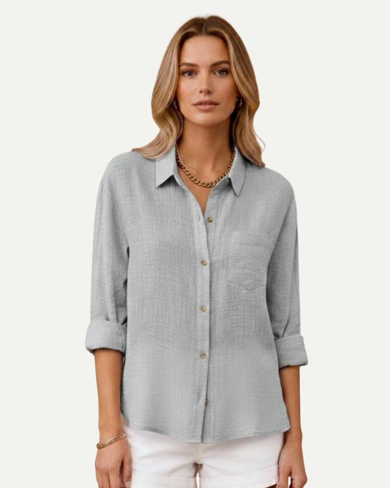 Camille | Cotton Blend Button-Up Shirt