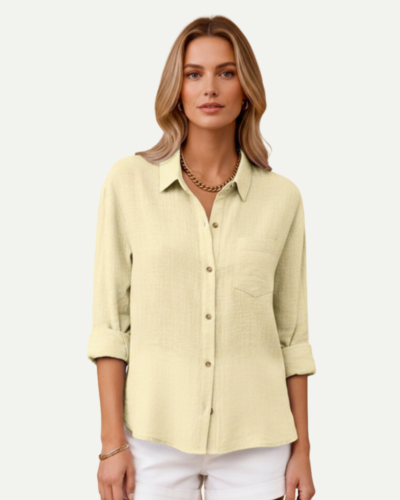 Camille | Cotton Blend Button-Up Shirt