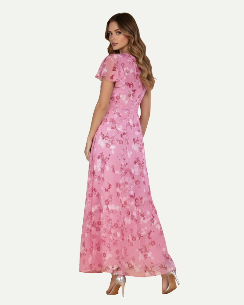 Isaline | Floral Maxi Dress with Ruffle Sleeve Detail