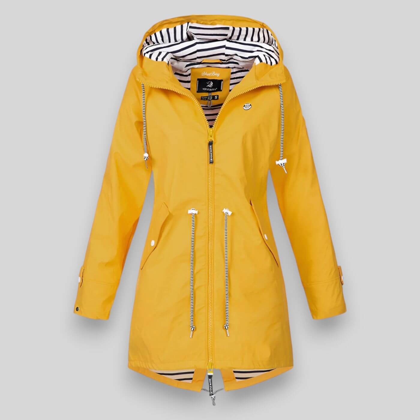 Women's hooded waterproof rain jacket — studio view 2, Aveloire