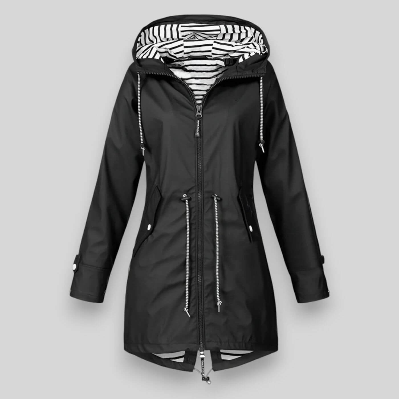 Women's hooded waterproof rain jacket — studio view 6, Aveloire