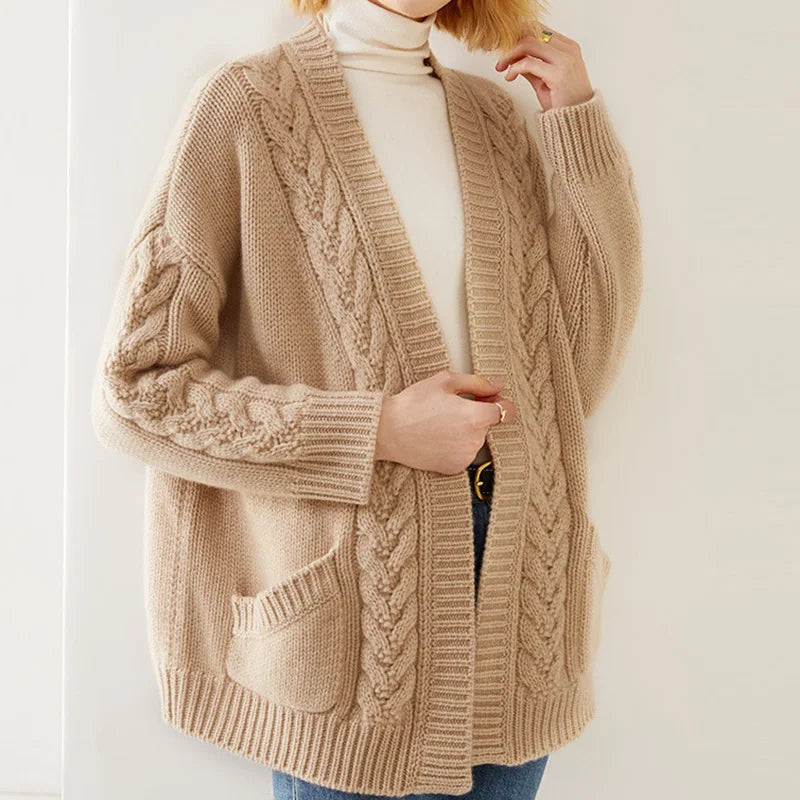 Women's open front v-neck cardigan — old money style, Aveloire