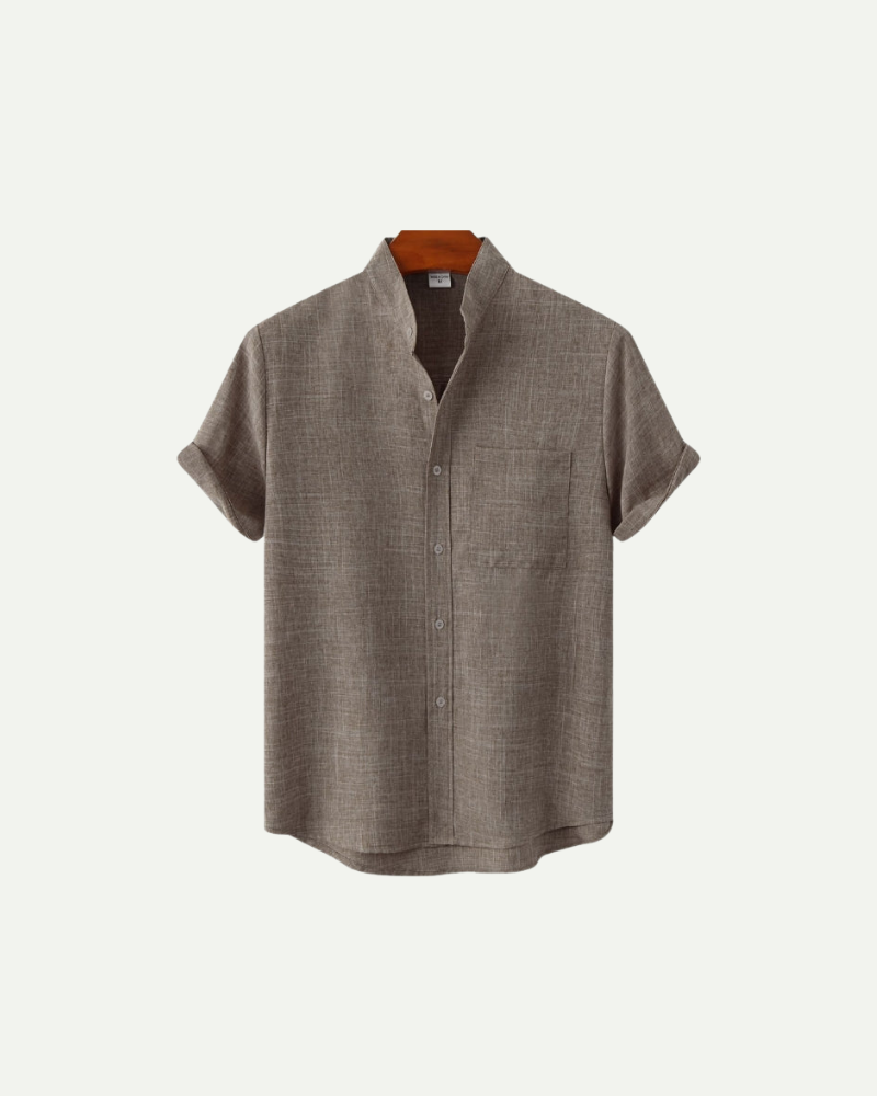 Brown short-sleeve shirt on a white background