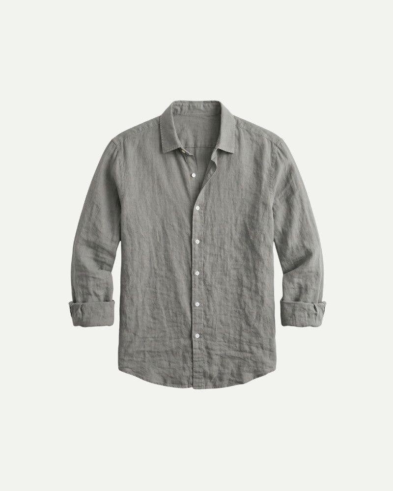 Men's Cotton Shirt in Gray – Relaxed Fit, Long Sleeve | Aveloire