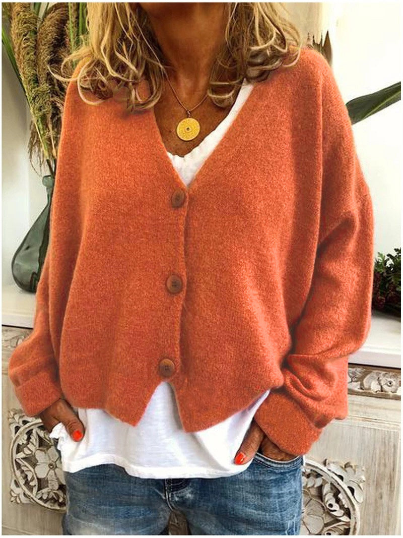 Women's v-neck knit cardigan — studio view 2, Aveloire