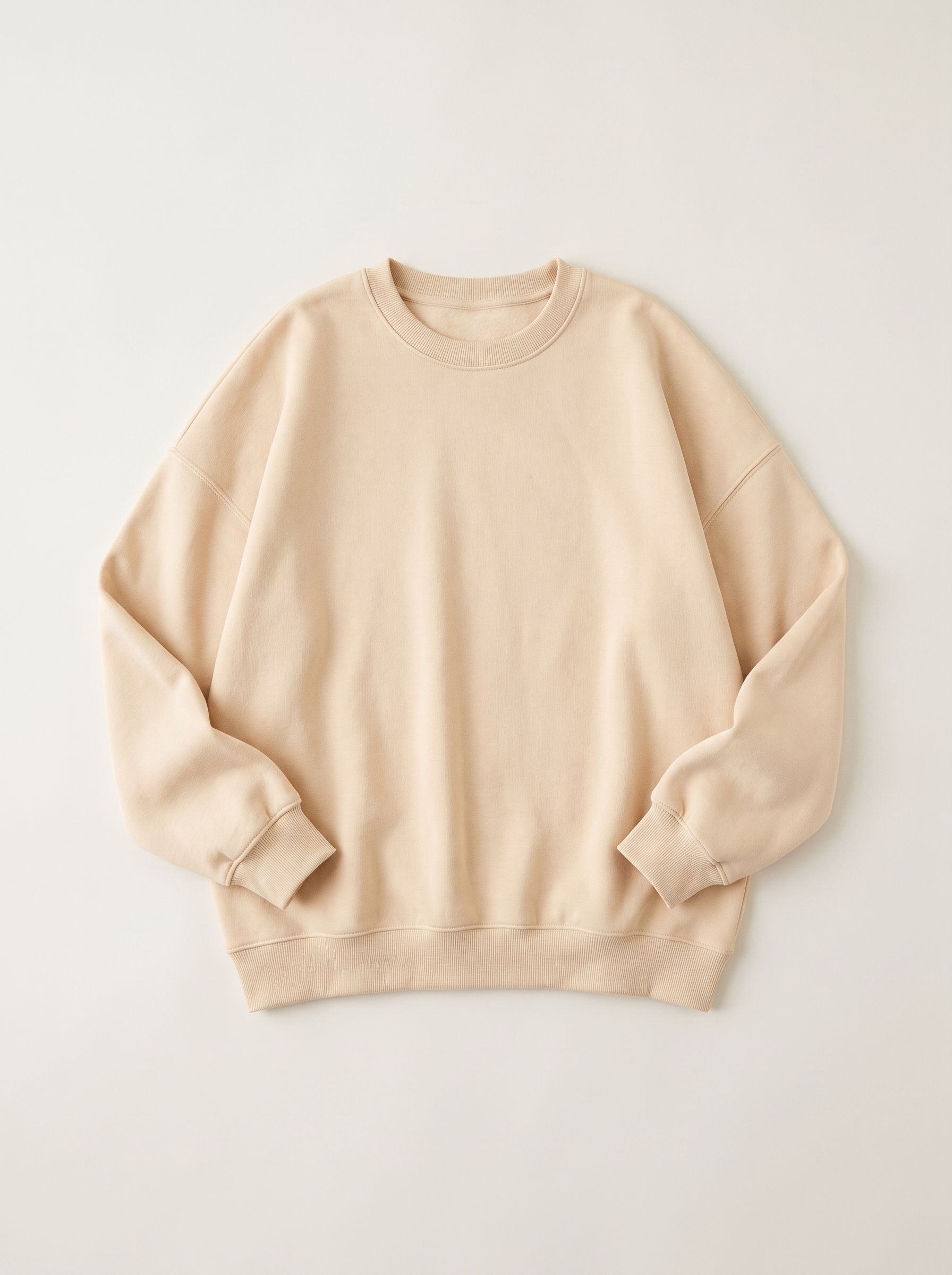 Cream beige oversized crew neck sweatshirt flat lay — Aveloire
