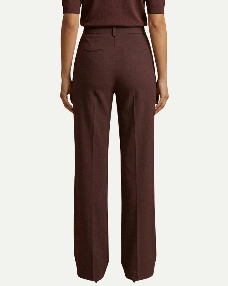 Women's Wide Leg Trousers in Chestnut Brown – High Waisted, Elegant, Everyday Wear | Aveloire