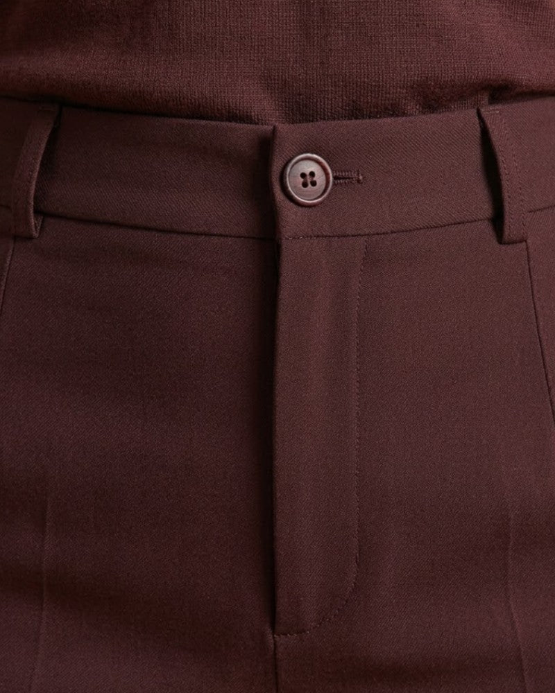 Women's Formal Dress Trousers in Chestnut Brown – Wide Leg, High Waist, Tailored | Aveloire