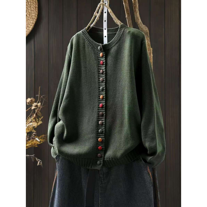 Women's round neck button cardigan — studio view 14, Aveloire