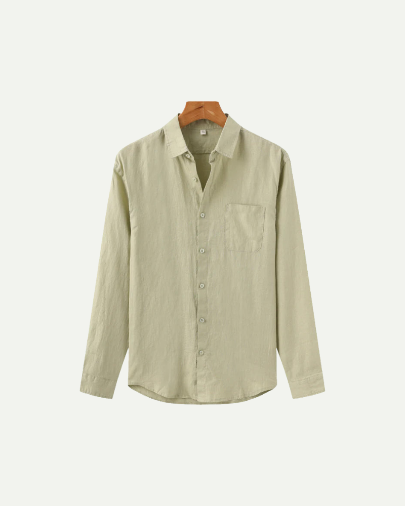 Light beige linen button up shirt men long sleeve relaxed fit summer shirt
